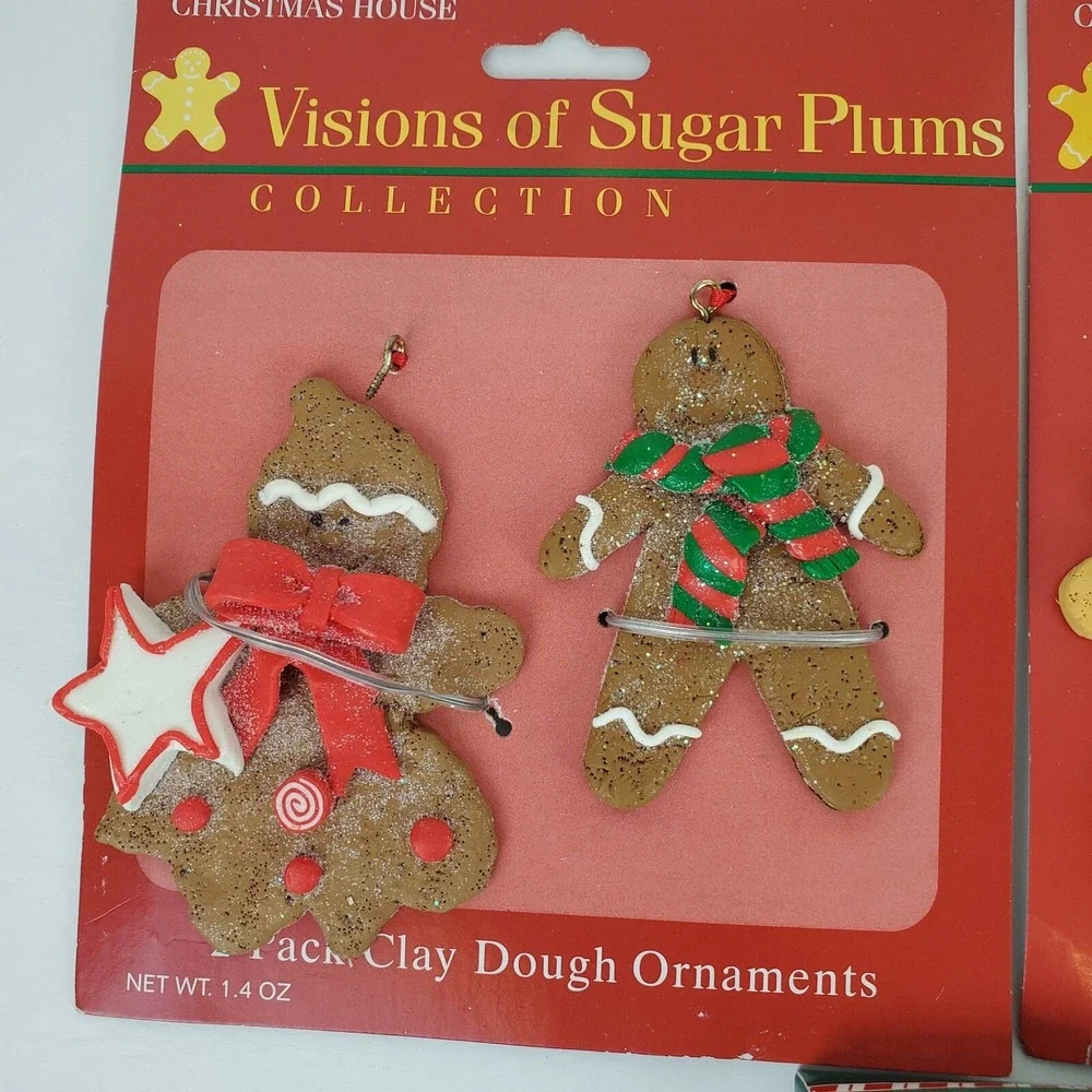 Lot of  Of 5 Pkgs Clay Dough Gingerbread Boy & Girl Christmas Cookie Ornaments